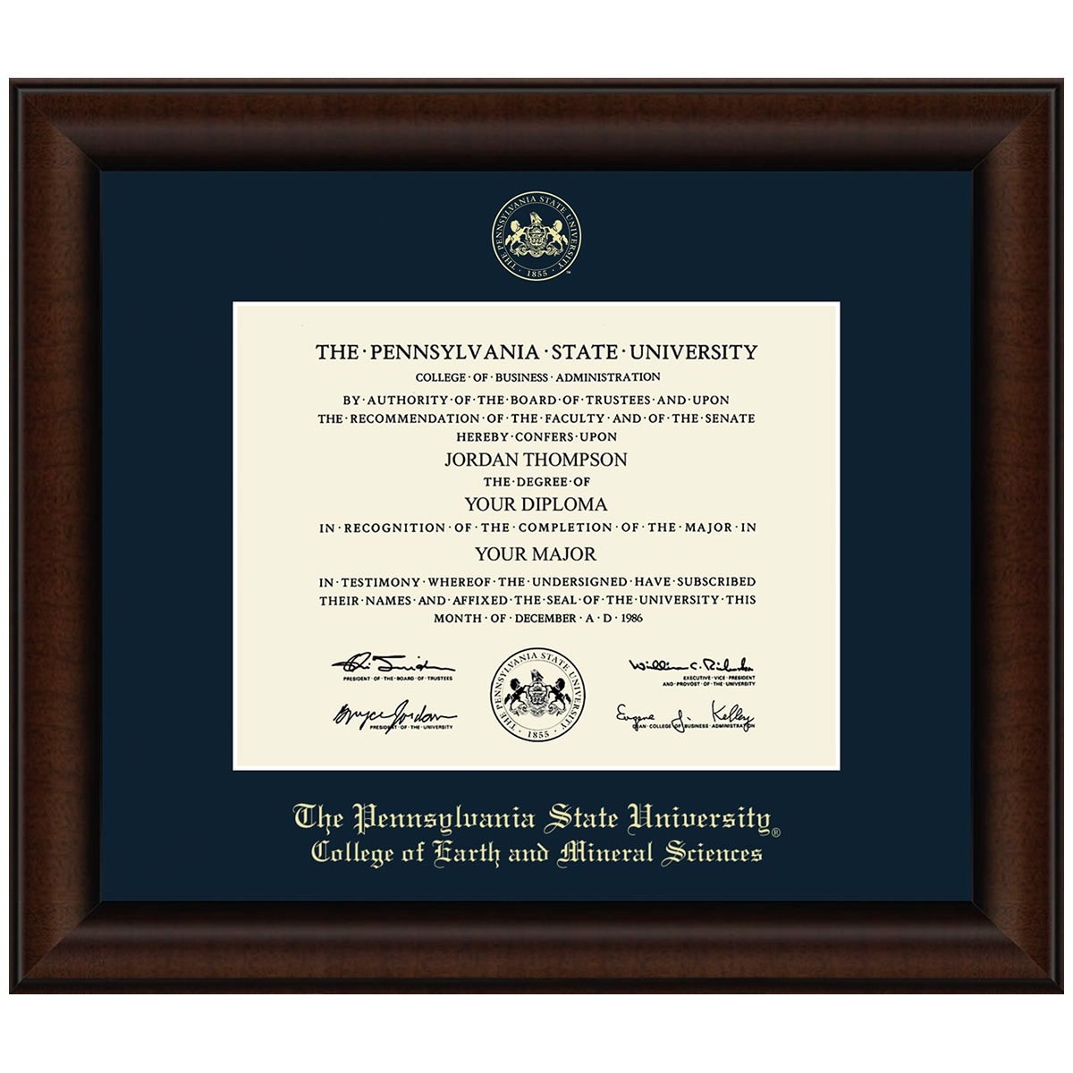 #105 College of Earth and Mineral Sciences diploma frame Lenox (Walnut)